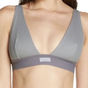 SKIMS Cotton Plunge Triangle Bralette- Color:Pacific, Size 3x (SK2)